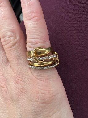 Gold-Tone Crystal Wrap Stacking Ring